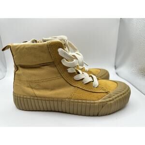 Zara Boys High Top Leather & Canvas Sneaker Size 3 1/2